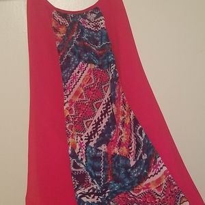 Red patterned evening dress